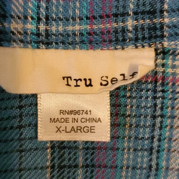 Tru Self Button Down Short Sleeved Shirt with Lace Panel on back XL - Picture 5 of 7